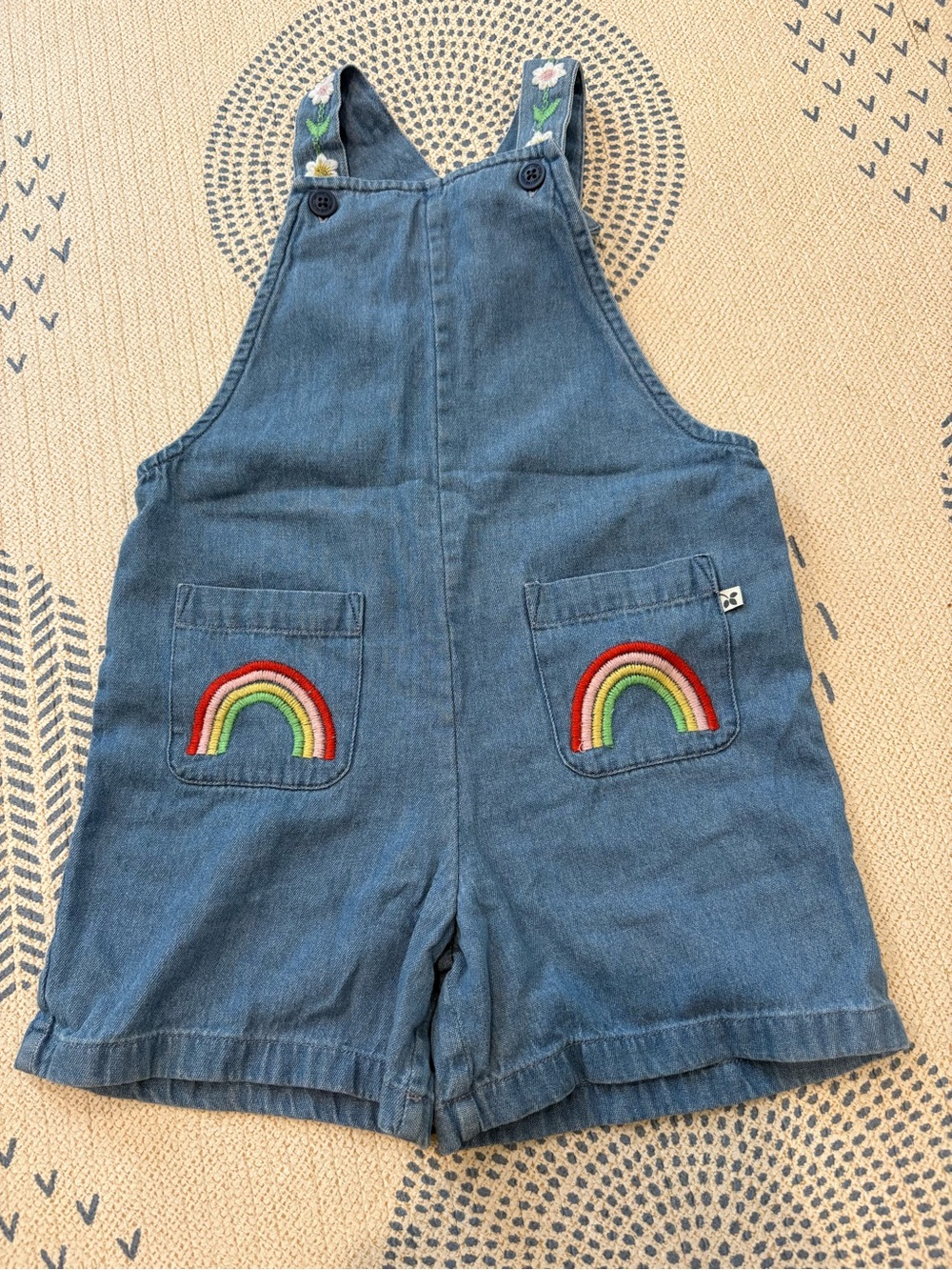 Frugi Denim Kids Rainbow Patch Overalls